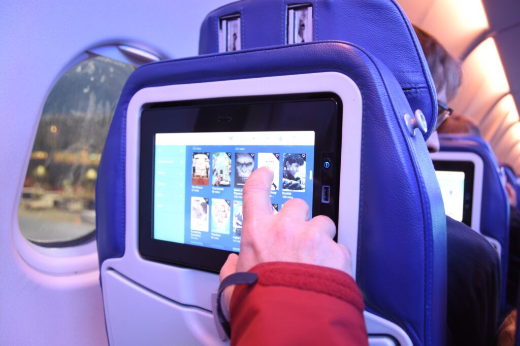 Accessing inflight entertainment panel.