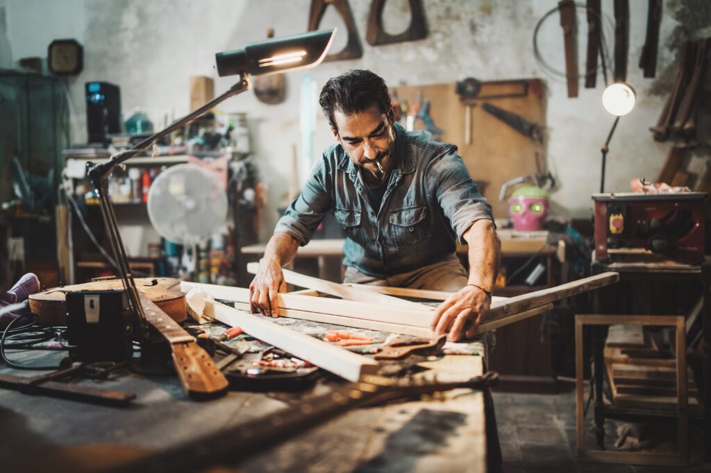 Skilled Carpenter in Woodworking Studio